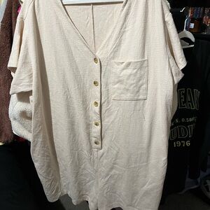 Old Navy Cream Button-Front Jumpsuit